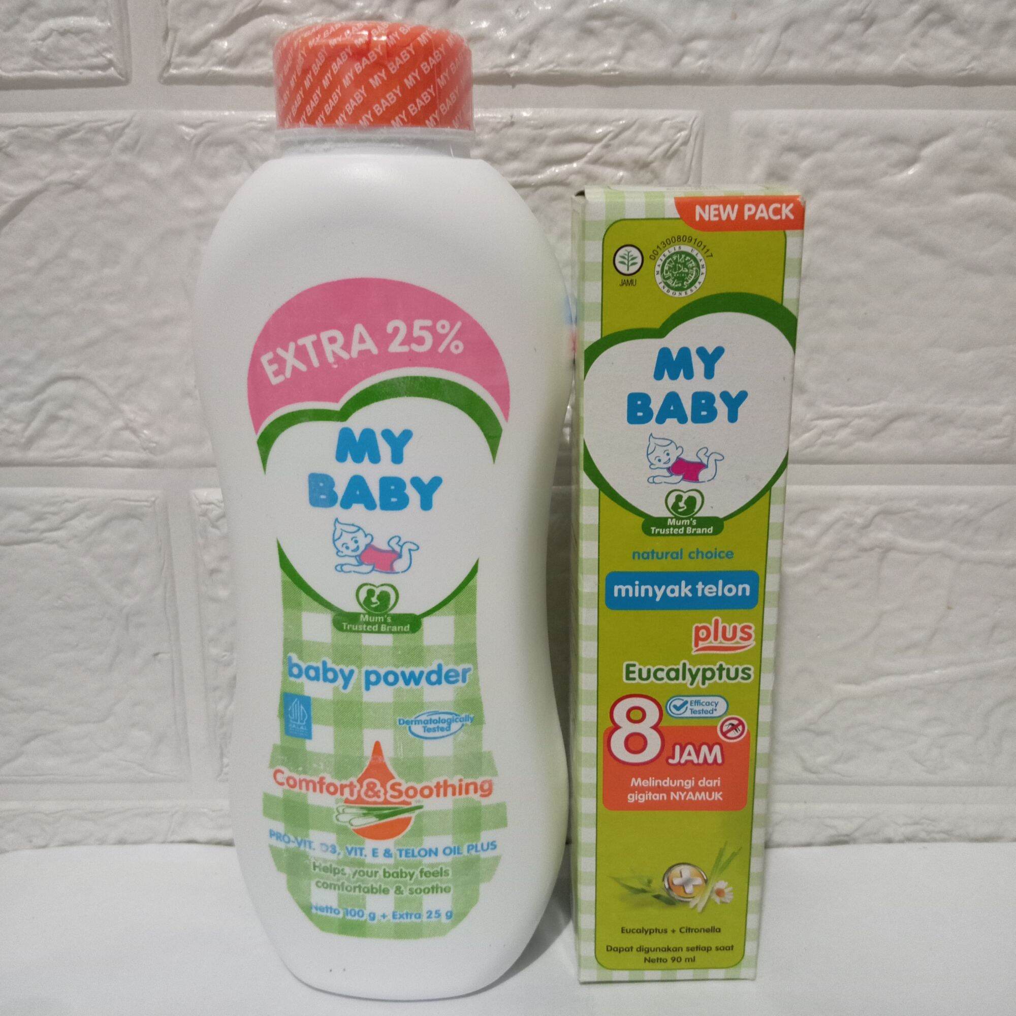 Paket Hemat My Baby Minyak Telon Plus Anti nyamuk 90ml + Bedak My Baby Powder 90gr