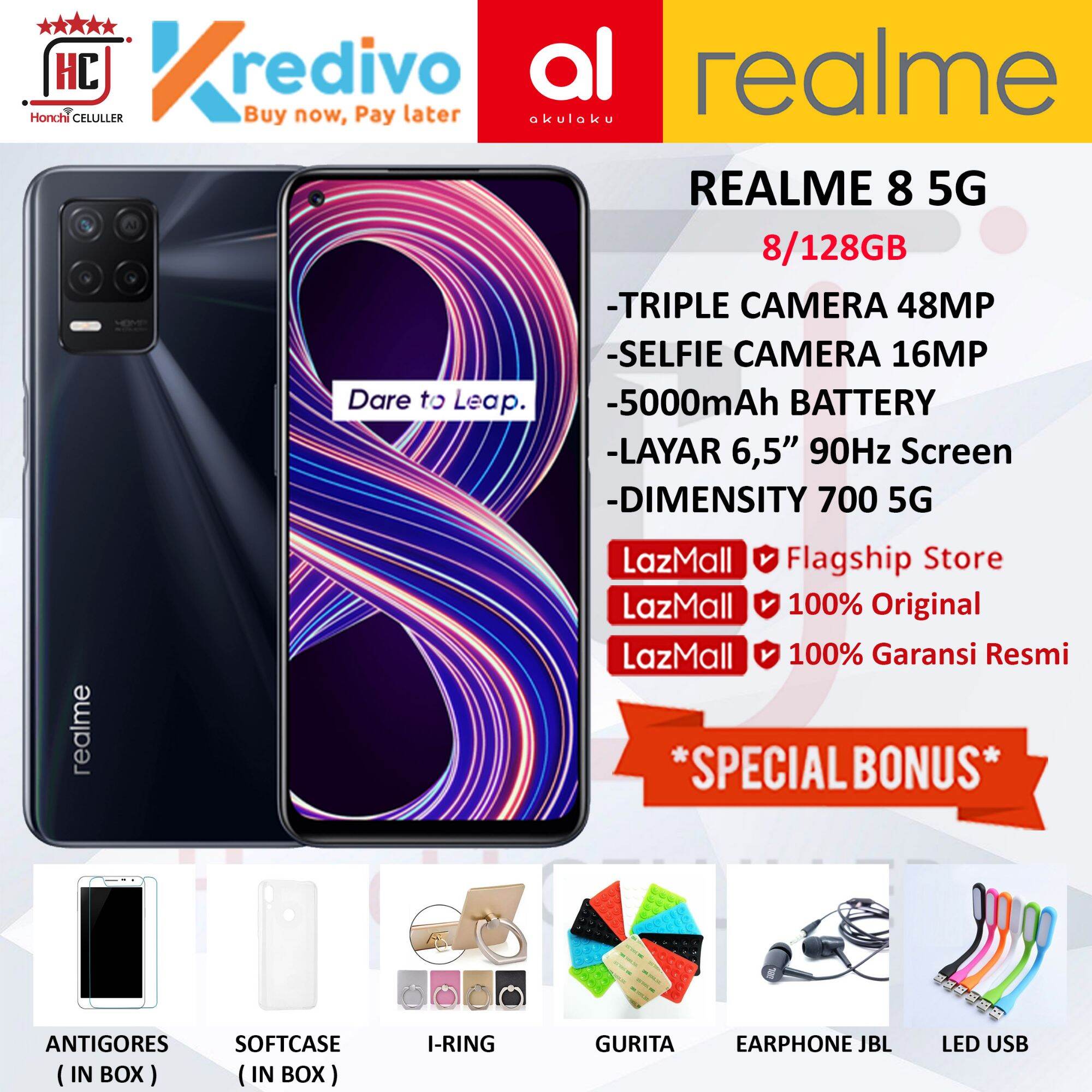 REALME 8 5G RAM 8 ROM 128GB GARANSI RESMI REALME INDONESIA Harga  3,199,000 Ringgit*Penghantaran Percuma