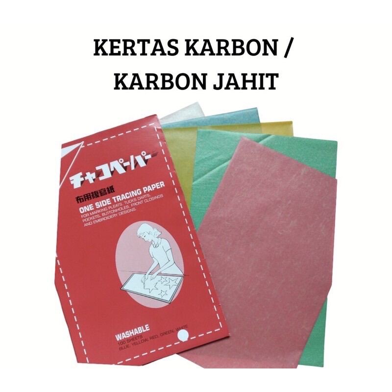 1 Pak Kertas Karbon Karbon Jahit Kertas Pola Jahit Merah Kuning Hijau Biru Putih One Side 