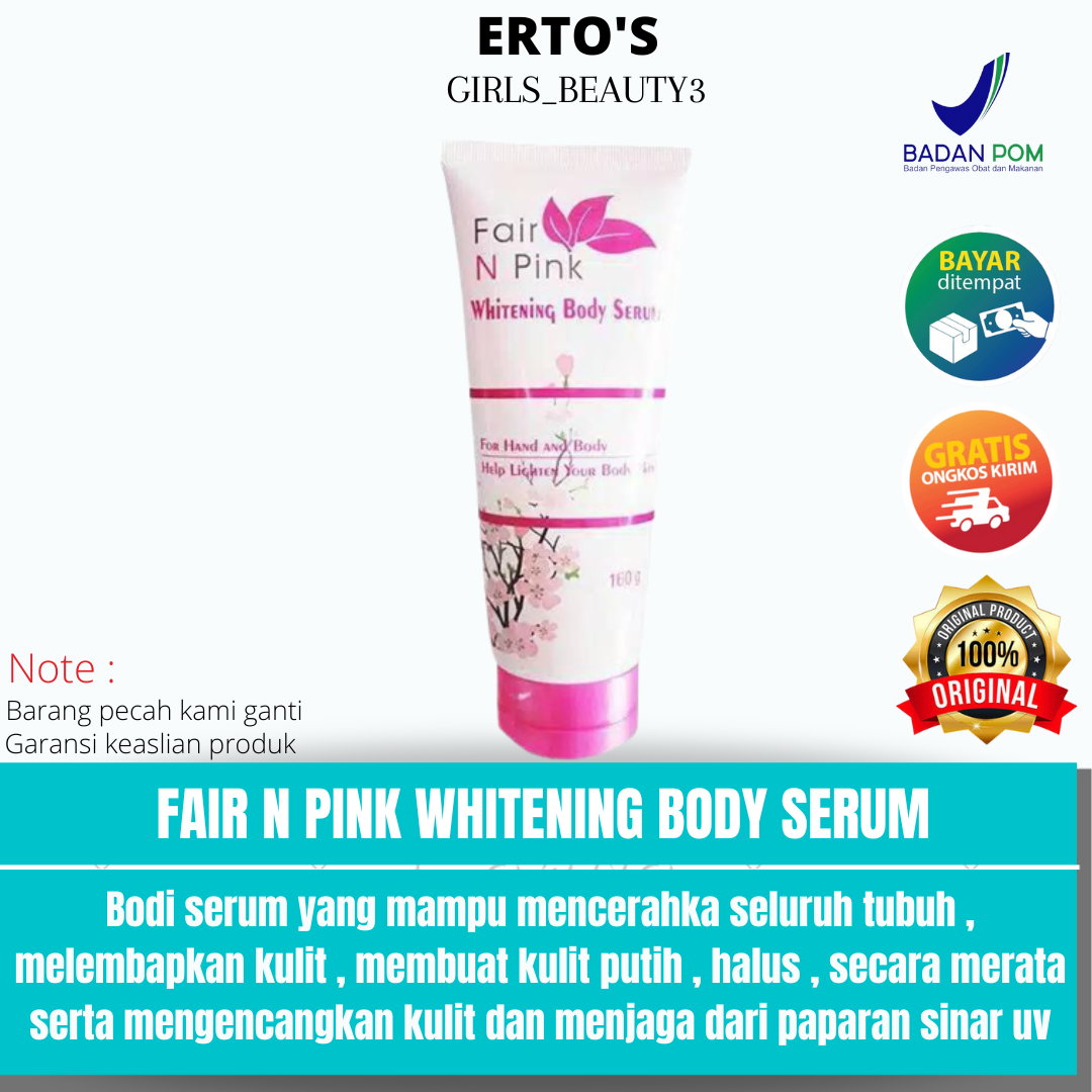 FAIR N PINK Whitening Body Serum 16gr Serum Pemutih Tubuh