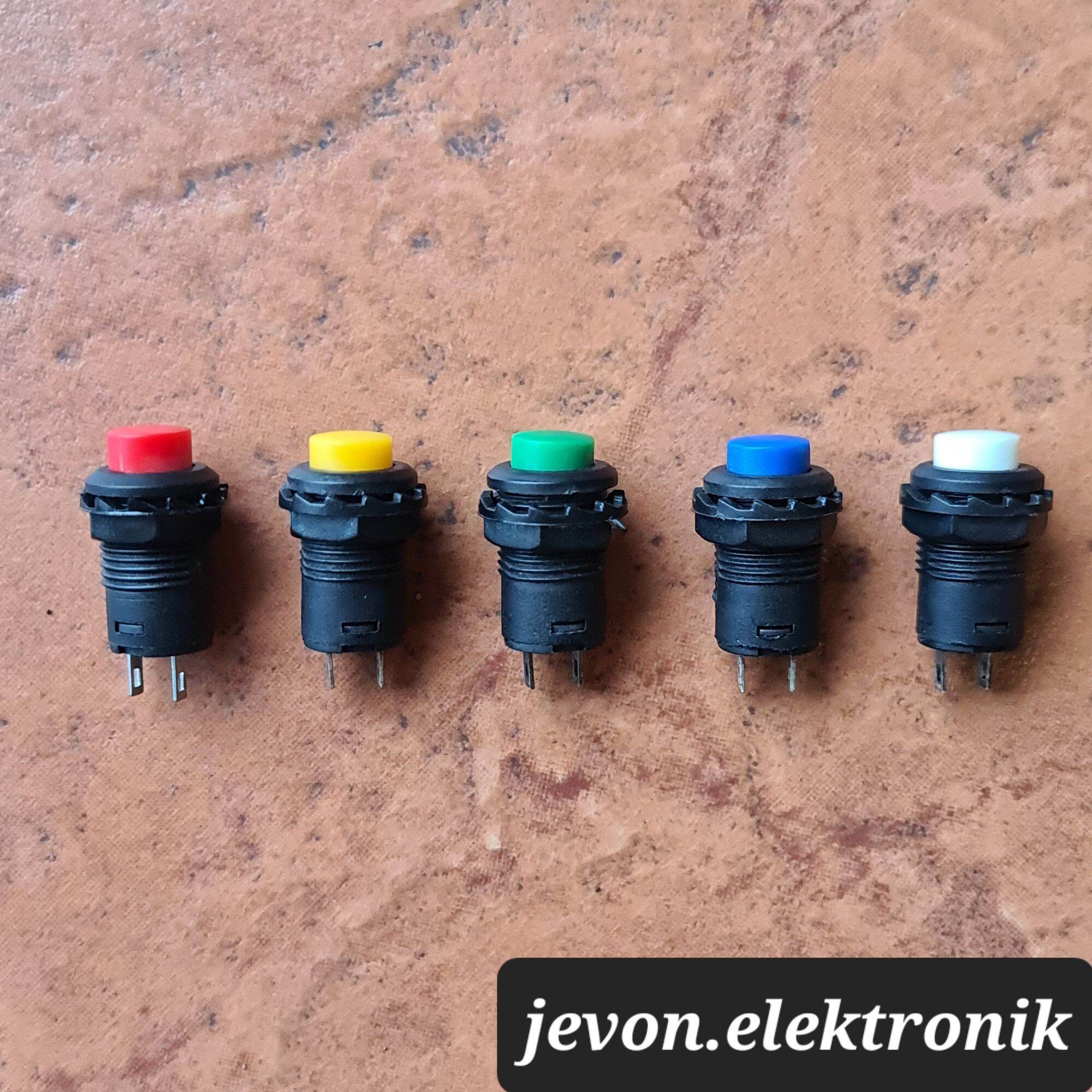 Saklar Tombol Button Push On Off Hitam Tanggung Warna Merah Kuning ...