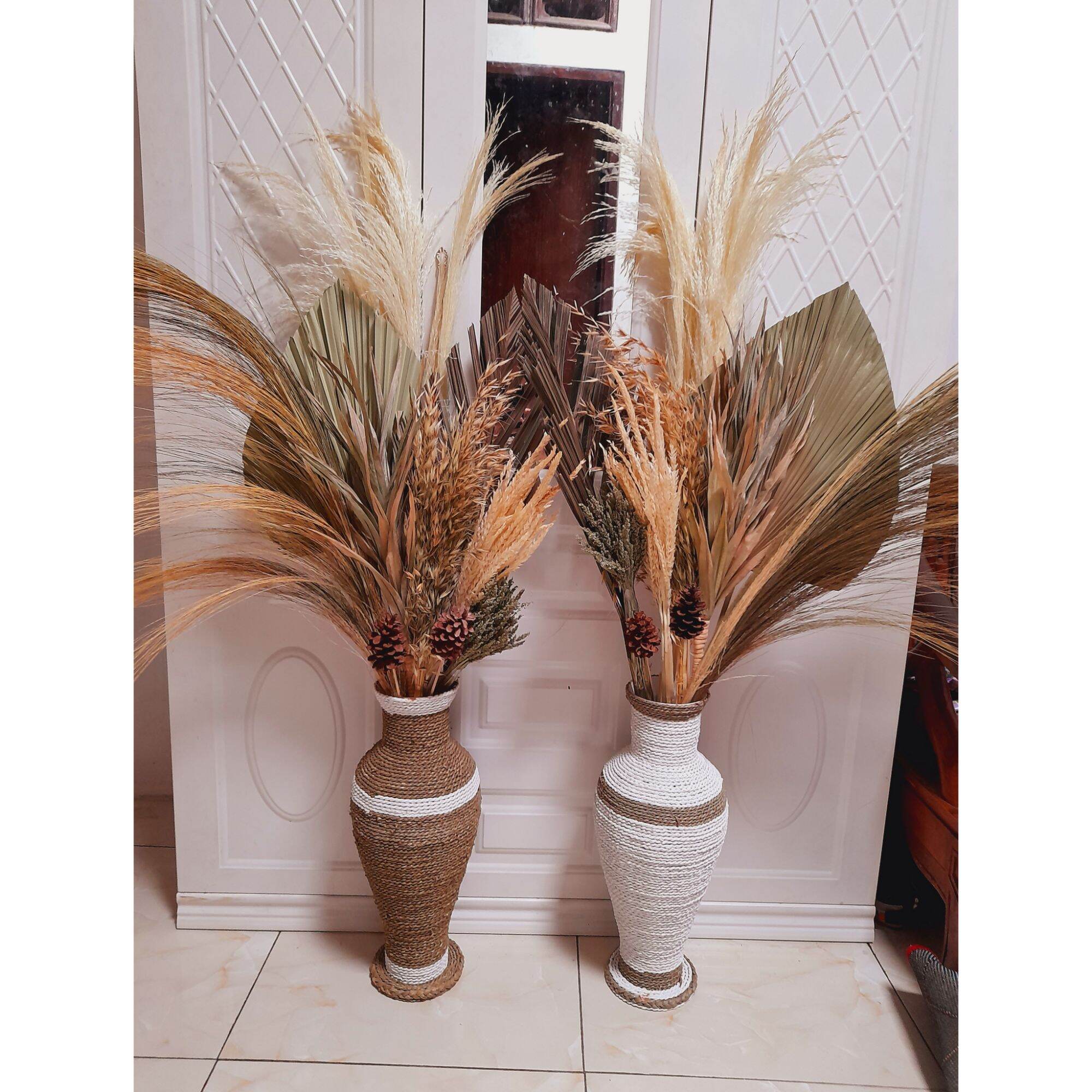 Set bunga kering estetik dan vas ukuran 50cm