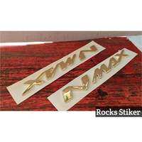 Emblem motor yamaha NMAX warna Gold sepasang / Logo emblem 3d timbul Yamaha NMax warna emas Kendaraan bermotor