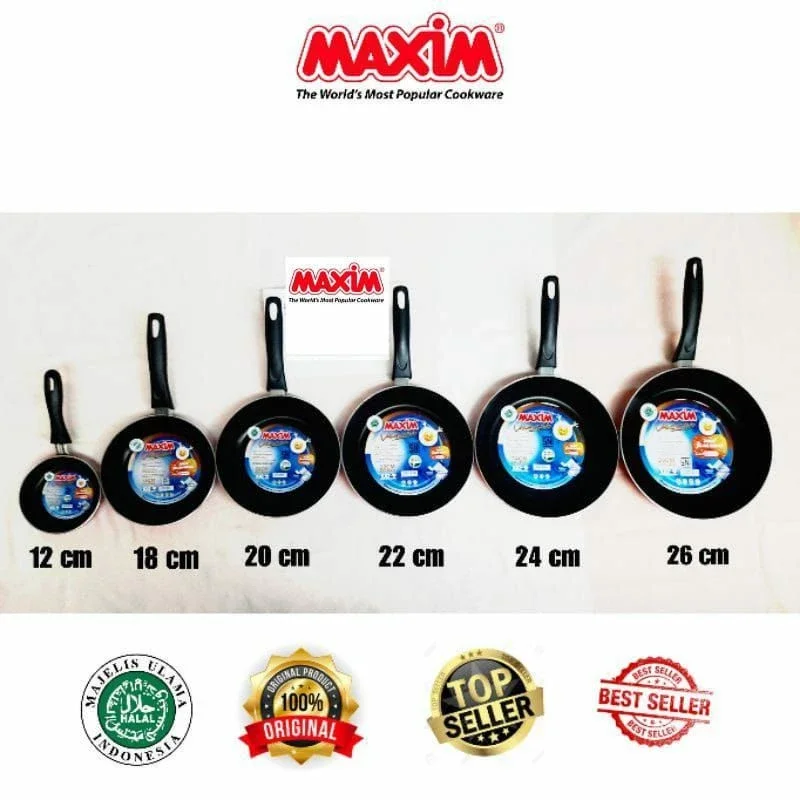Maxim Valentino Teflon penggorengan 12 cm 18 cm 20 cm 22 cm 24 cm 26 cm frypan anti lengket wajan valentino Teflon Maxim