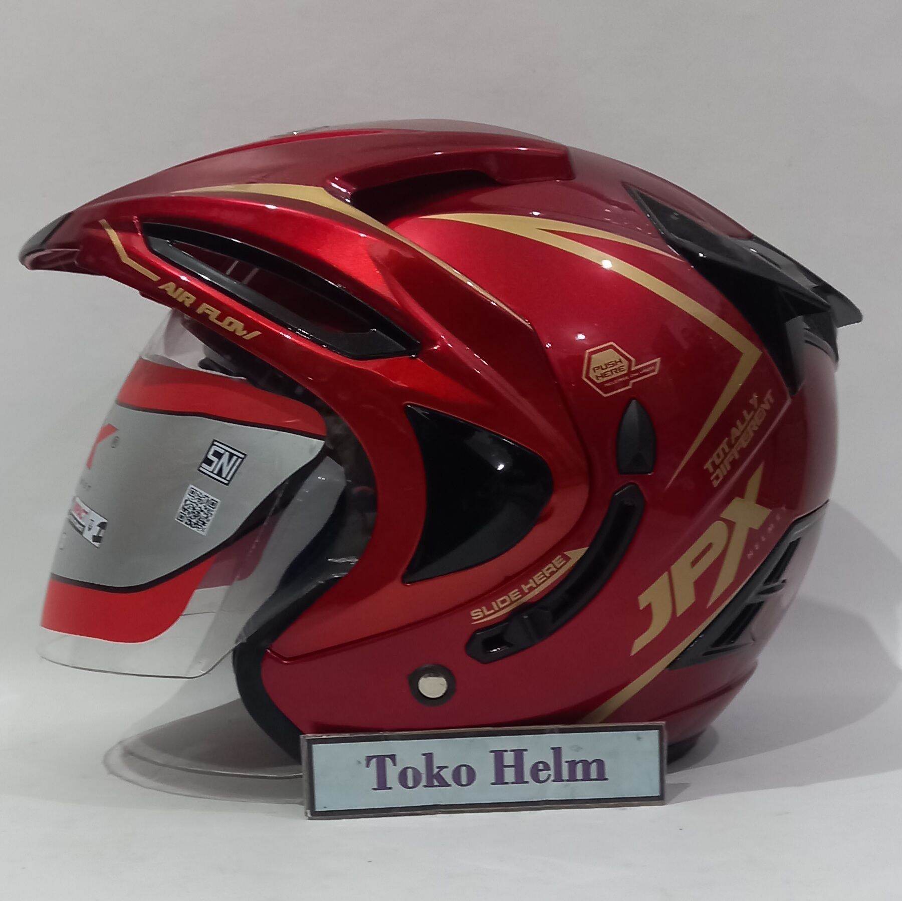 helm half face JPX supreme solid double visor Lazada Indonesia