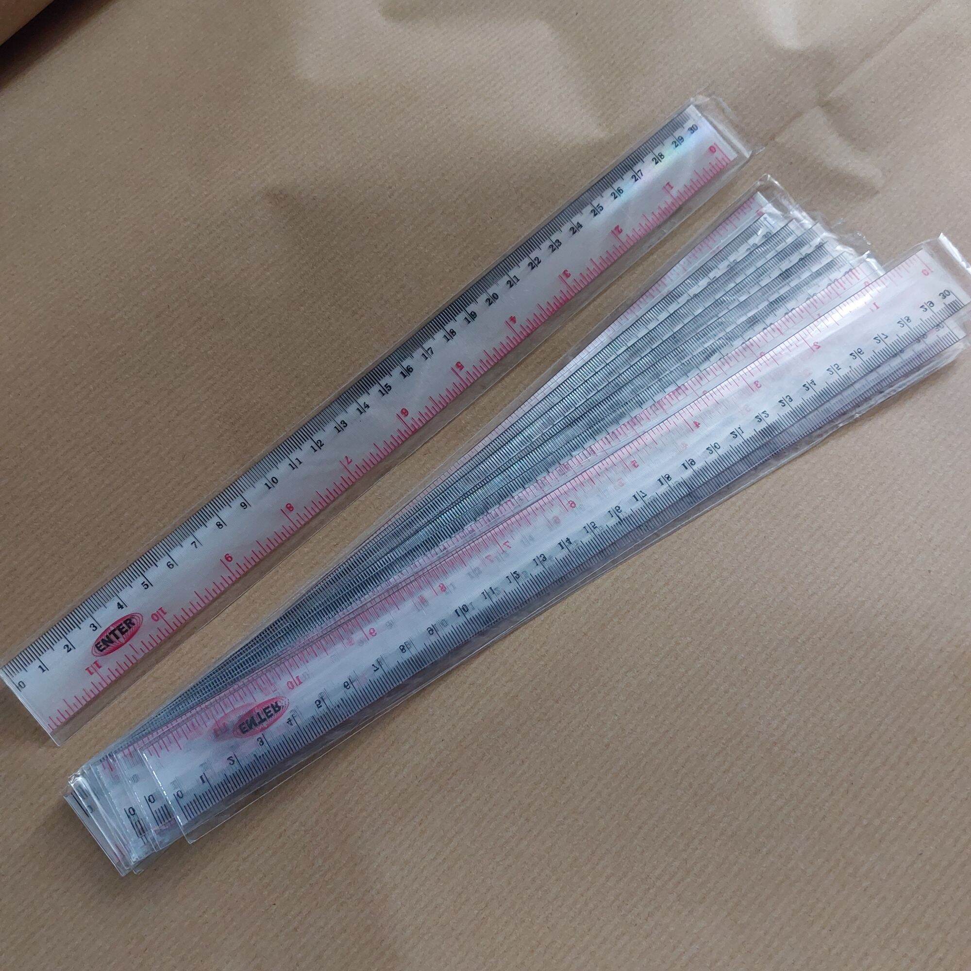 1 LUSIN Penggaris 30cm Lentur Tipis Mika Plastik