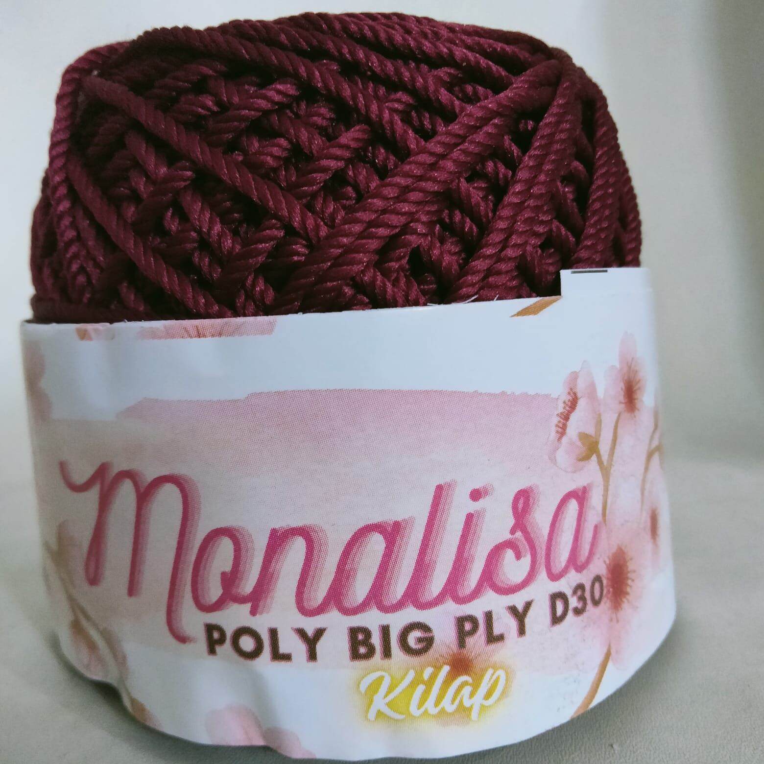 benang rajut poly kilap monalisa helai besar D30 hakpen 5/6 - Rajutan tas dompet topi