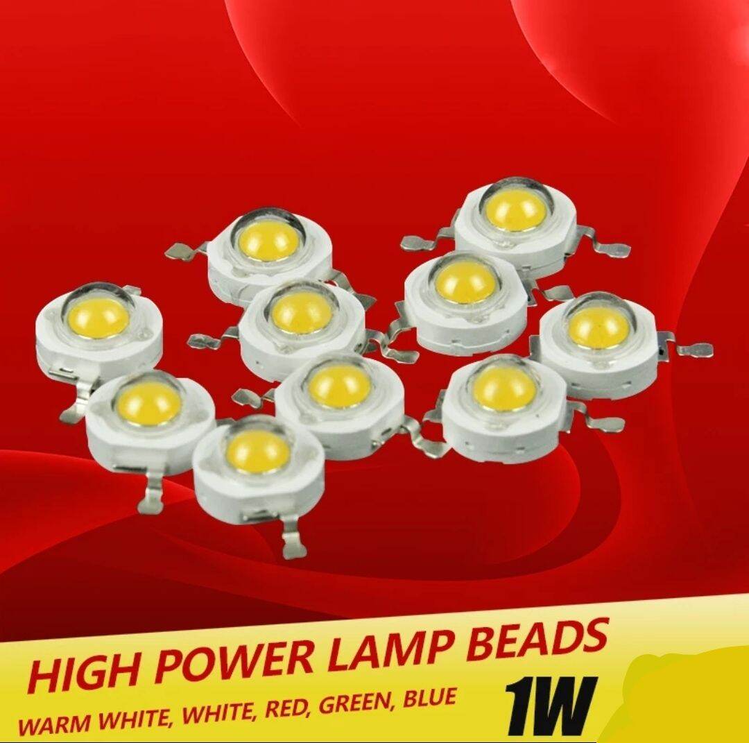 10 Pcs Chip LED 1 Watt Lampu Diode Warna Putih Terang HPL LED 1 Watt