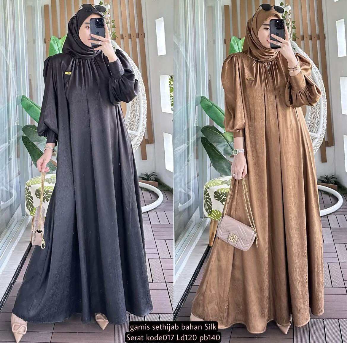 New Set Gamis Hijab Kekinian Polos Bahan Silk Cardenza Premium//Gamis