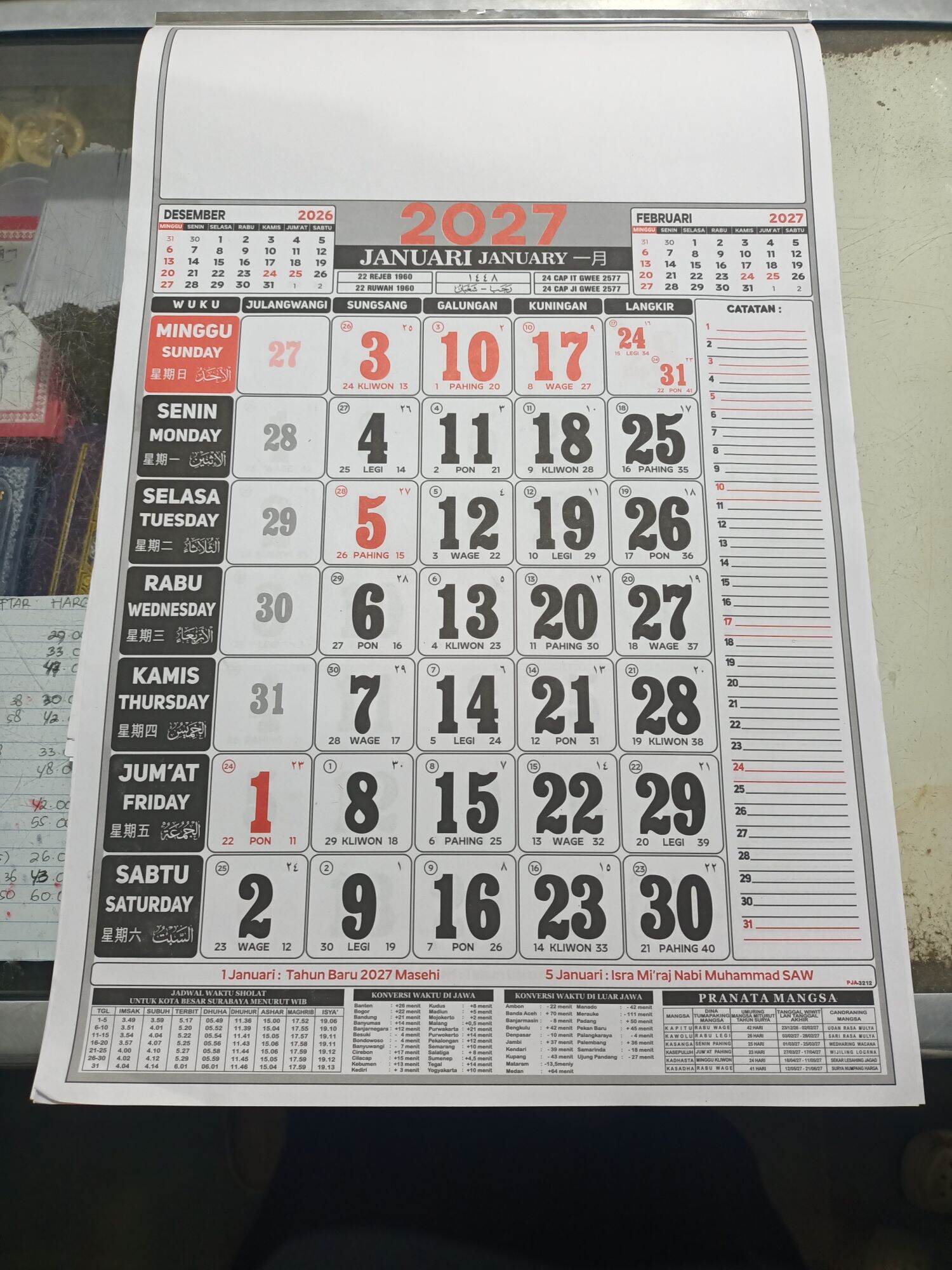 kalender lokal jawa 2027