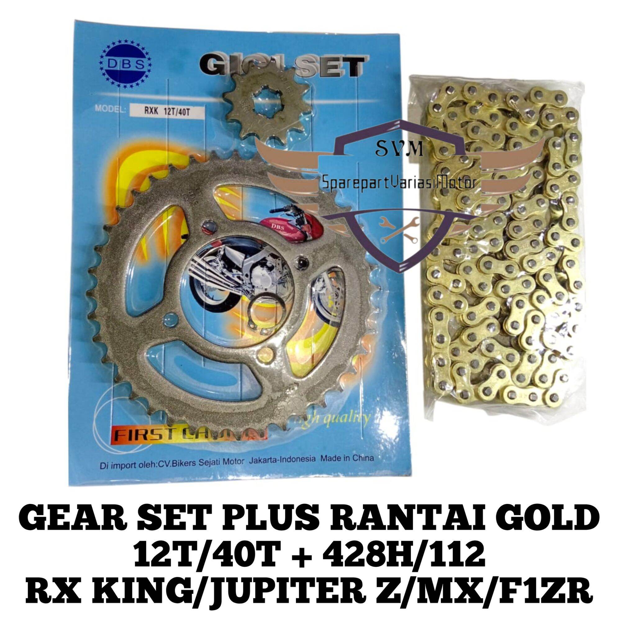 Gear Gir Package Set 40t Rx King Jupiter Z Mx F1Zr Front Rear Gear 12T/40T Gold Chain ​​428H/112L Harga 112,930 rupiah*Gratis Ongkir