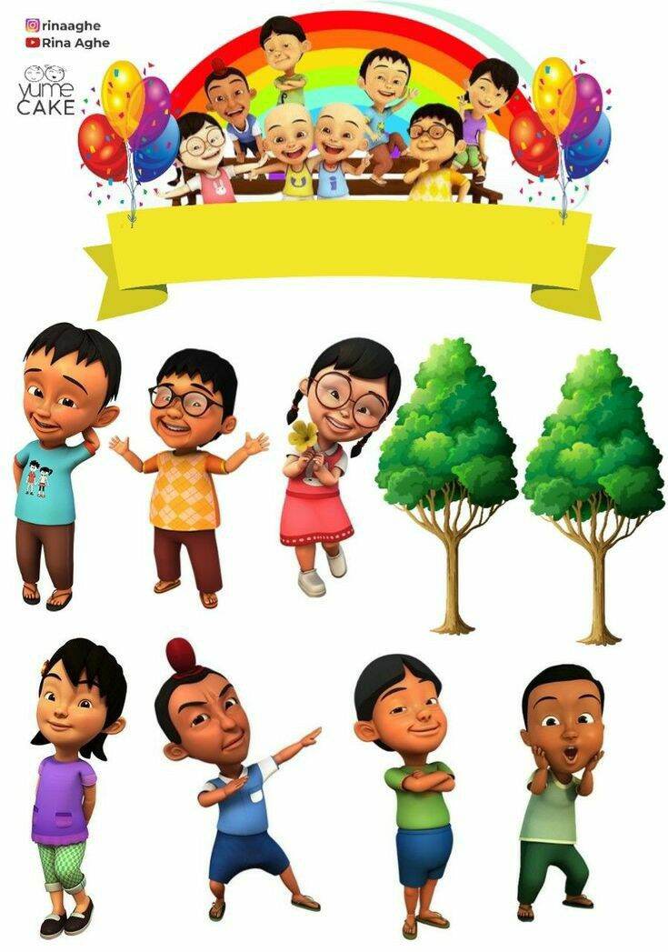 Topper cake kue ulang tahun upin ipin free custom nama dan ucapan