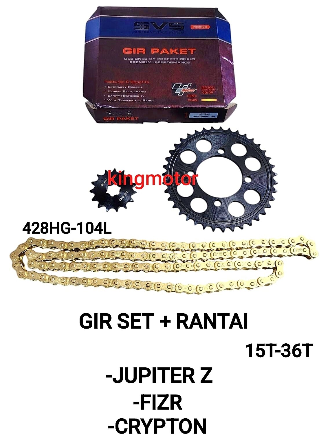 Racing gear set SVS 15t/36T Yamaha Jupiter Z Vega Lama Jupiter Burhan Vega R new fizr f1zr super thick quality Harga 103,000 rupiah*Gratis Ongkir