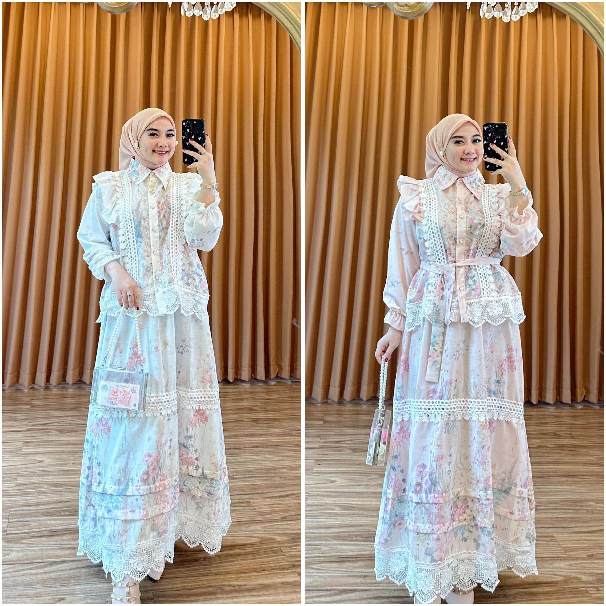 Lace floral skirt sets Harga  255,000 rupiah*Gratis Ongkir