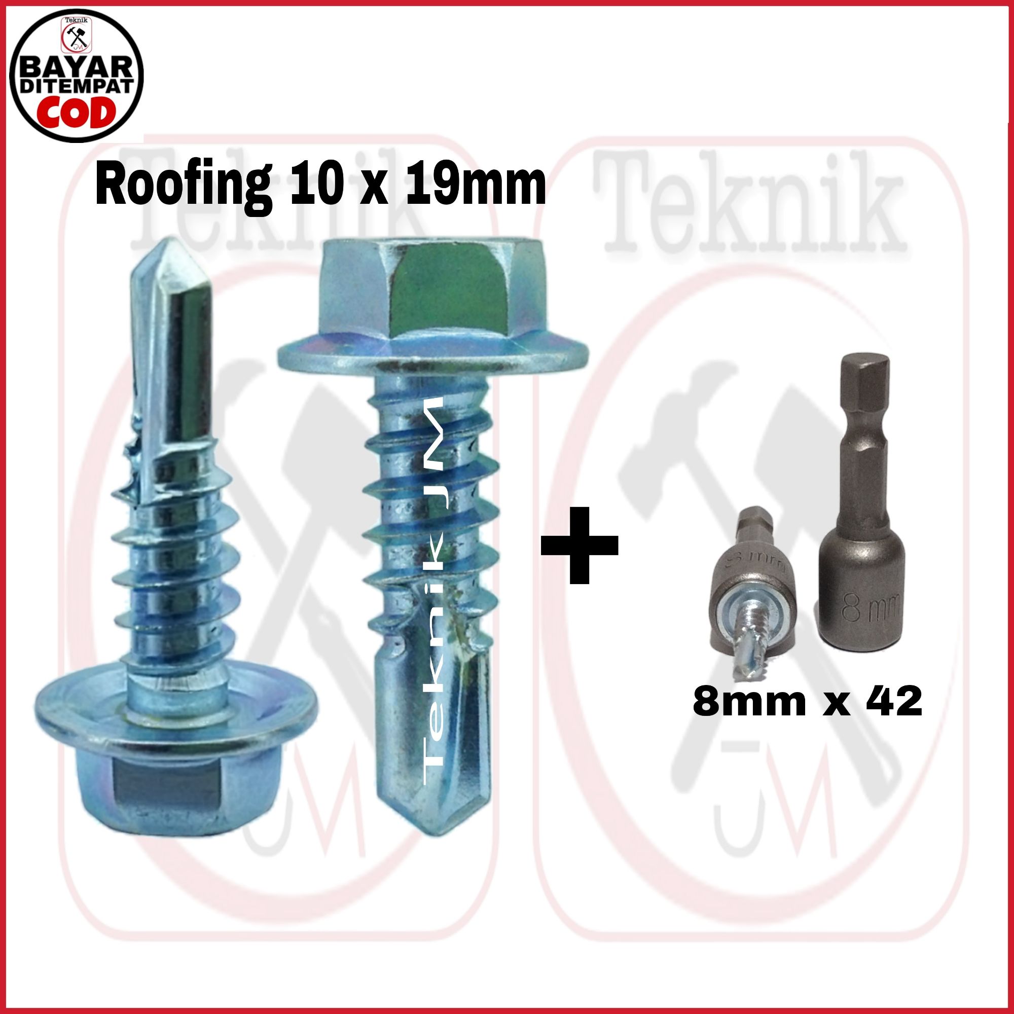 PAKET BAUT BAJA RINGAN BAUT [ 1000 Pcs ] ROOFING PUTIH 10 X 19mm 1.9cm ...