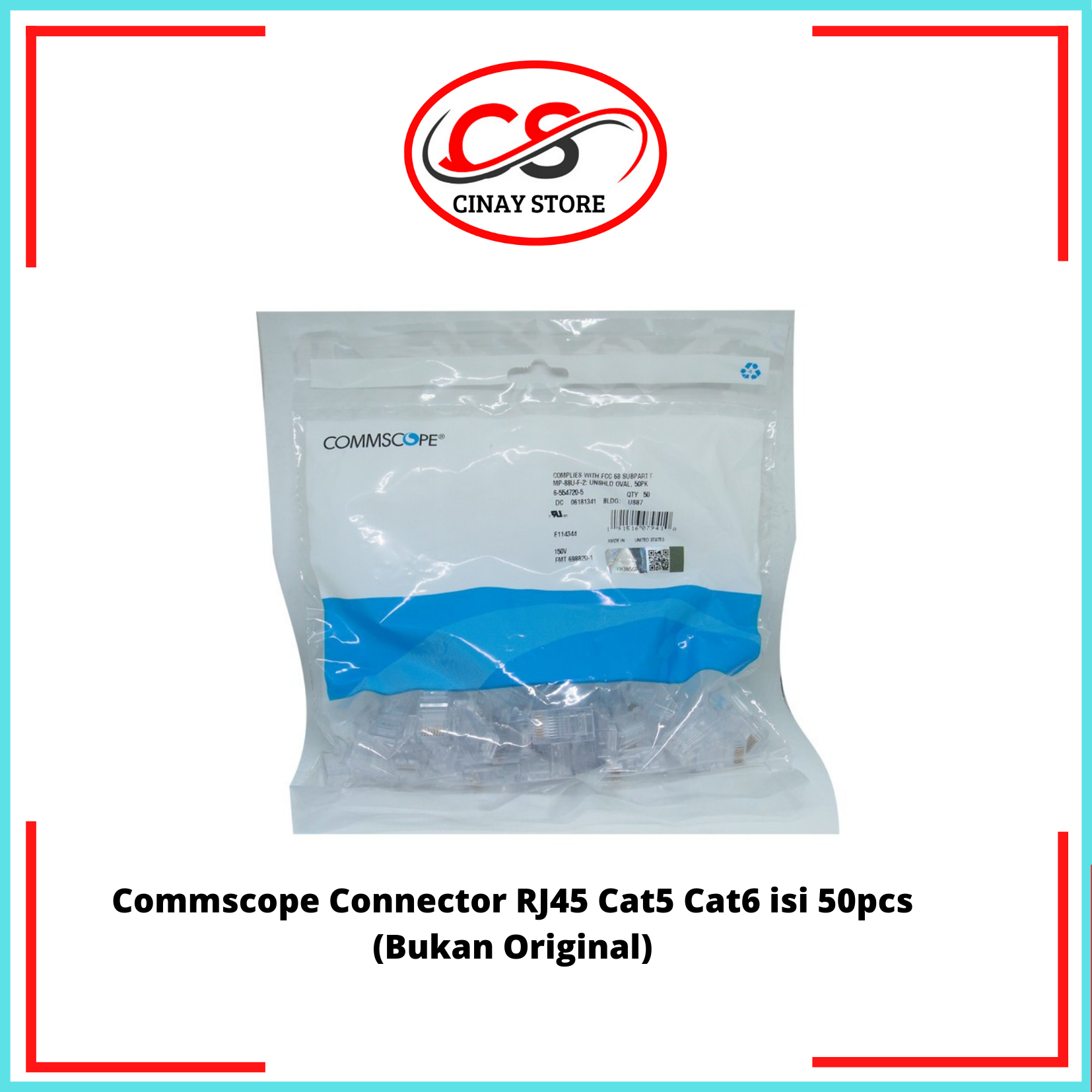 Connector AMP Commscope 1Pack isi 50 Connector LAN RJ45 Cat5 Cat6 BUKAN ...