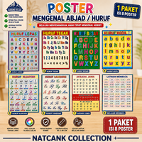 Poster Edukasi Mengenal Abjad & Huruf |1 Paket Isi 8 poster
