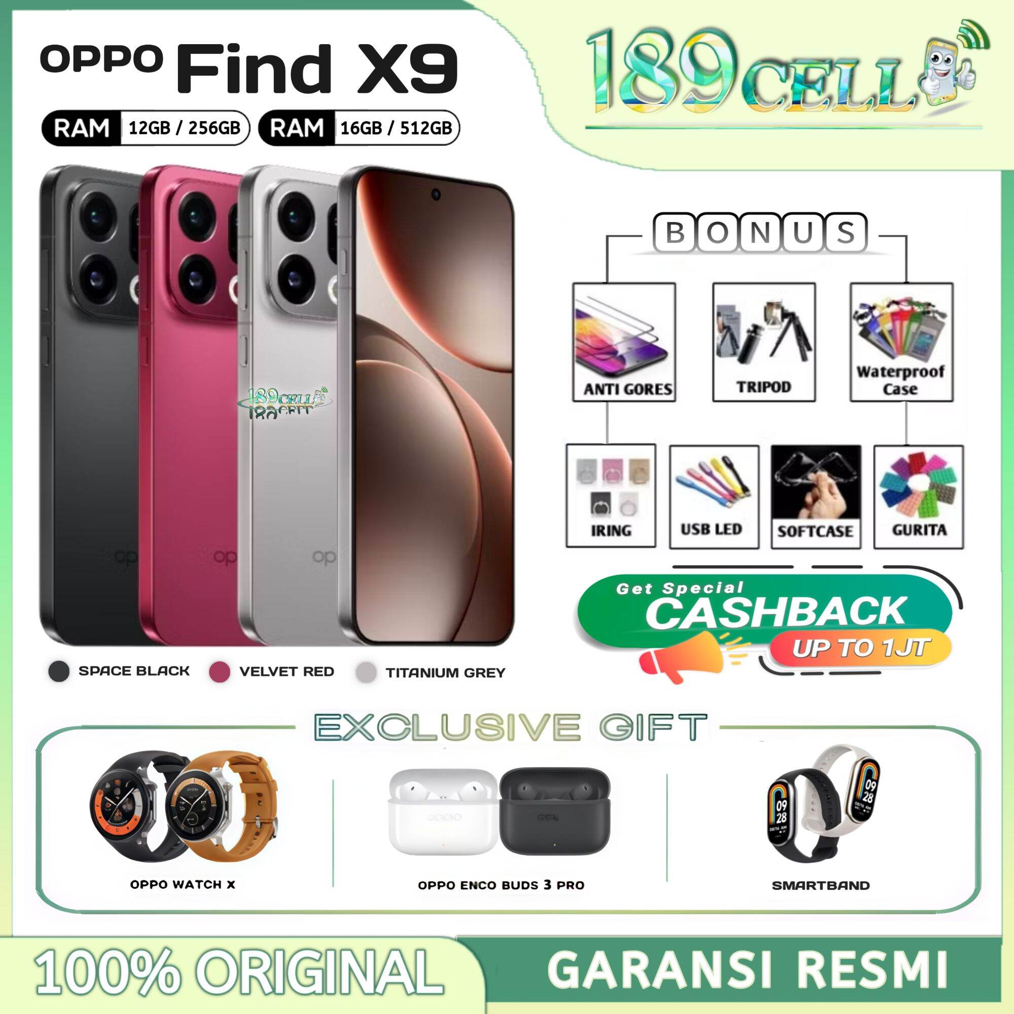 Oppo Find X9 12/256Gb 16/512Gb - Triple 50Mp Camera, Mediatek Dimensity 9500 - Find X9 5g Nfc Harga  14,119,900 Ringgit*Penghantaran Percuma