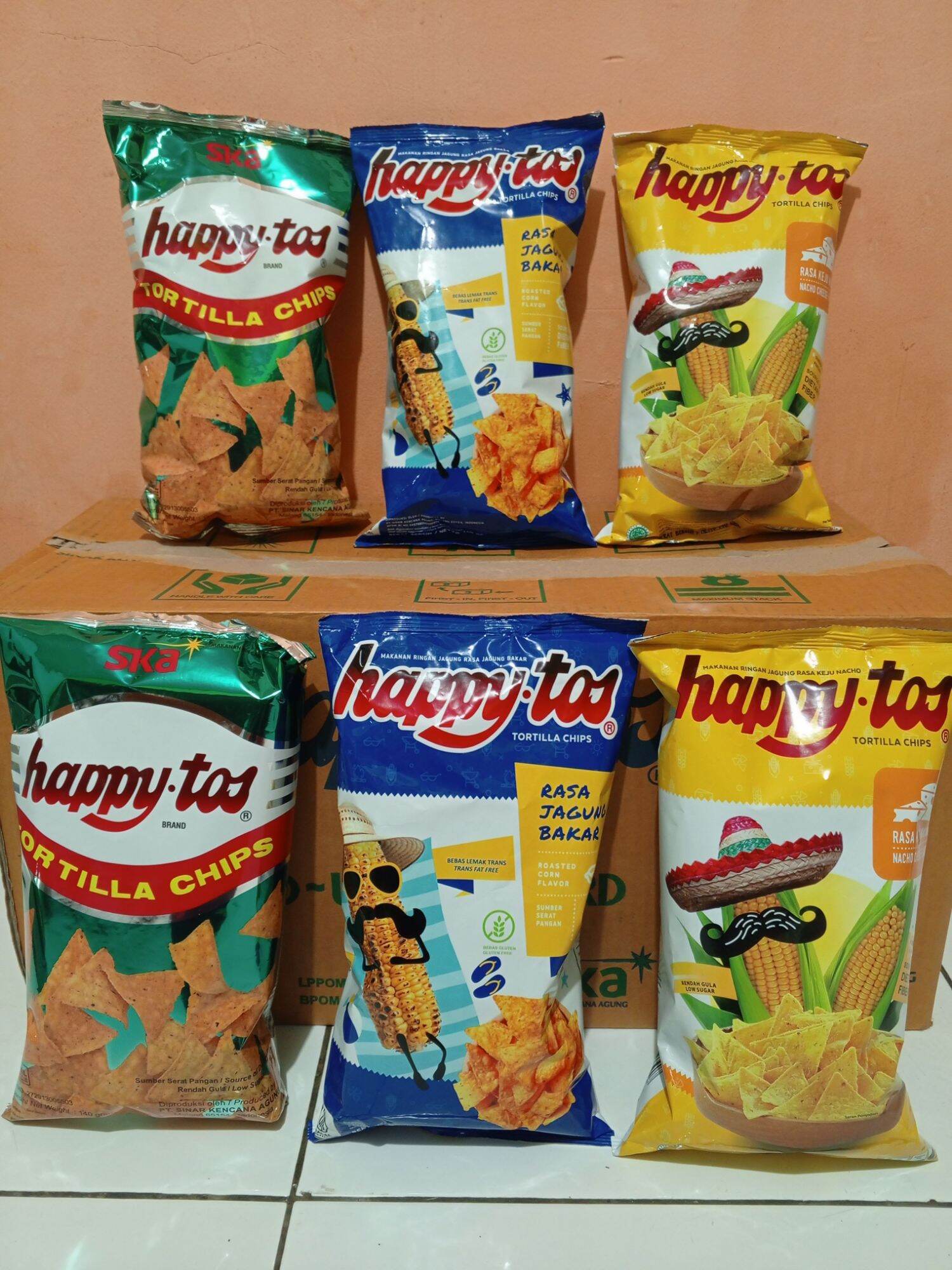 Snack happytos 3 Rasa.jagung bakar,keju dan tortila chips | Lazada ...