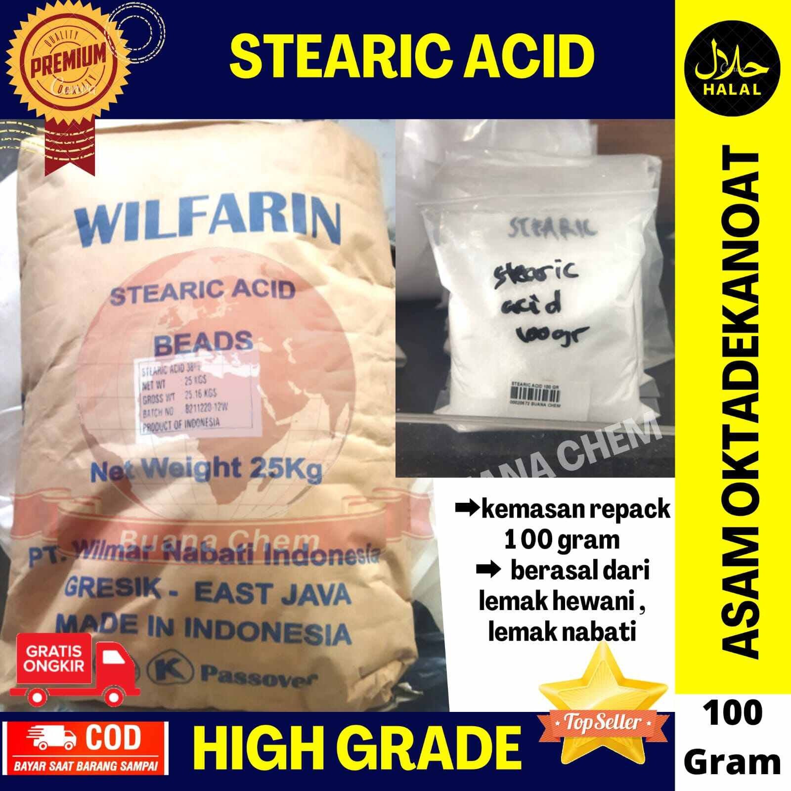 Stearic Acid 100 gr/ Asam Stearat / Stearin Lazada Indonesia