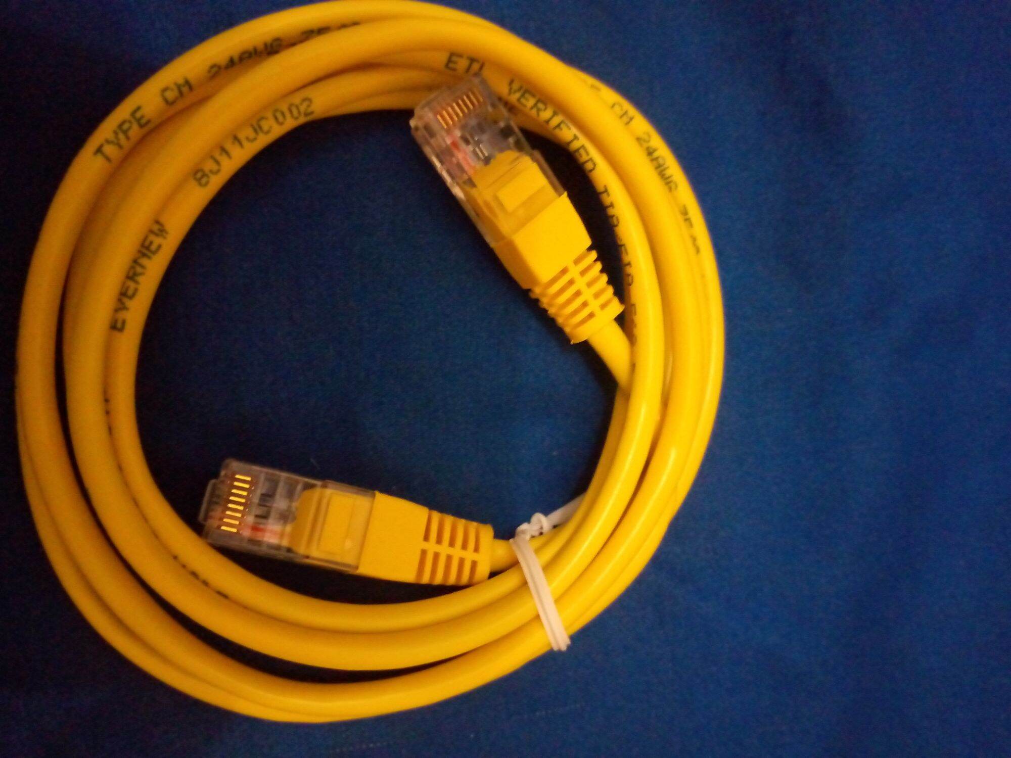 kabel LAN RJ 45 cat 5e warna kuning panjang 1.5 meter 8 pin siap pakai ...