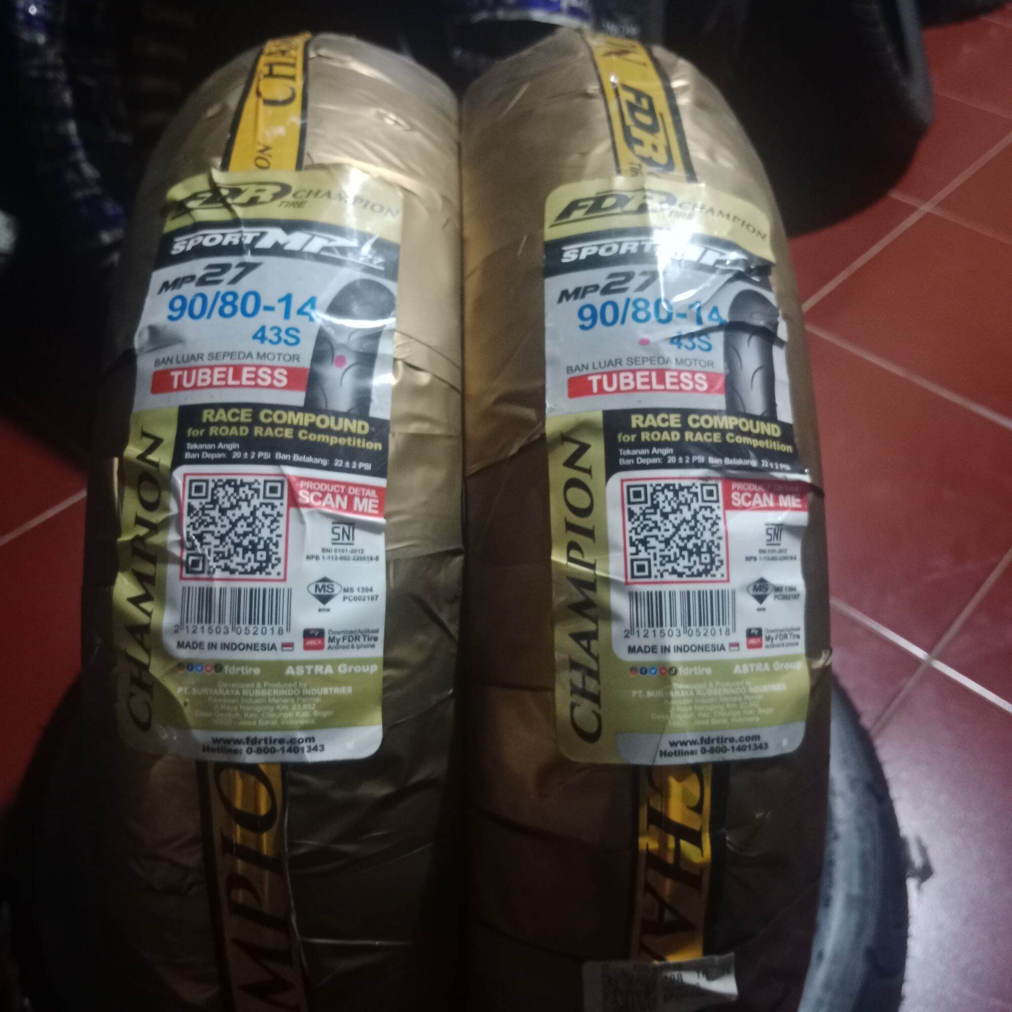 Ban FDR Champion SPORT MP27 raceChompound 90/80-14 TUbLess Harga 529,900 rupiah*Gratis Ongkir