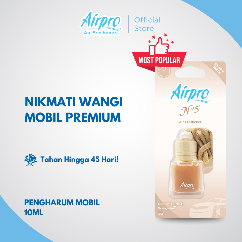 Airpro Wooden Bottle No.5 Parfum Mobil Gantung Harga 32,190 rupiah*Gratis Ongkir