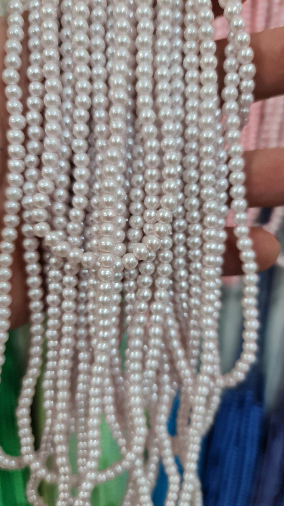MUTIARA SINTETIS BERAT UKURAN 4 MM KUALITAS BAGUS KILAP PER RENTENG
