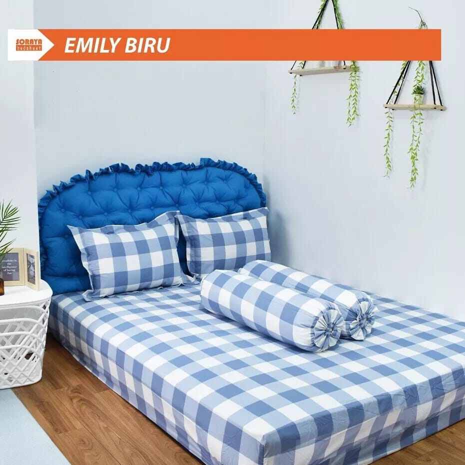 Sprei Aesthetic Set Sarung Bantal Guling Murah Terbaru Motif Emely Ukuran 180x200