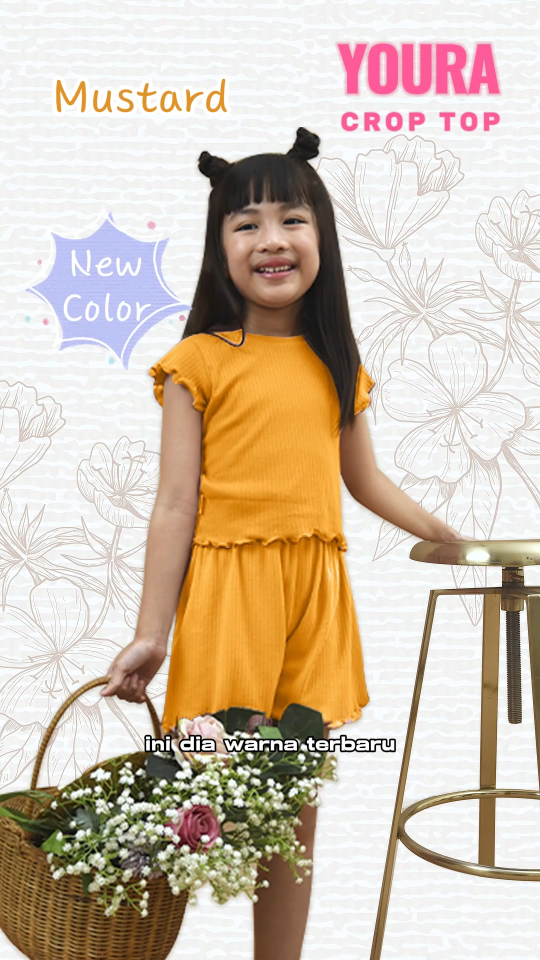 Kazel x Zebe Youra Crop Top V.2 Kaos Pendek Anak Perempuan (6 bulan - 12 tahun)