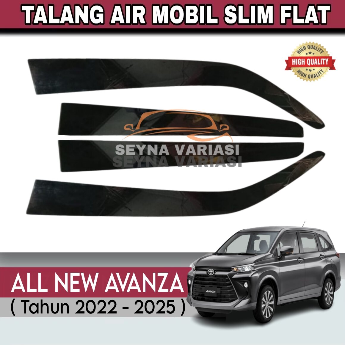 Water Gutters for the Doors of the 2022-2025 Toyota All New Avanza (1.Set) Slim Flat Model, Flat and Smooth, High Quality, Shiny Black. Harga 127,000 rupiah*Gratis Ongkir