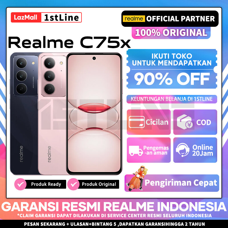 Realme C75X 8/128Gb - Ip68/69 Dust & Water Resistant, Military Grade Shock Resistance, 5600Mah Battery Harga 2,199,000 rupiah*Gratis Ongkir