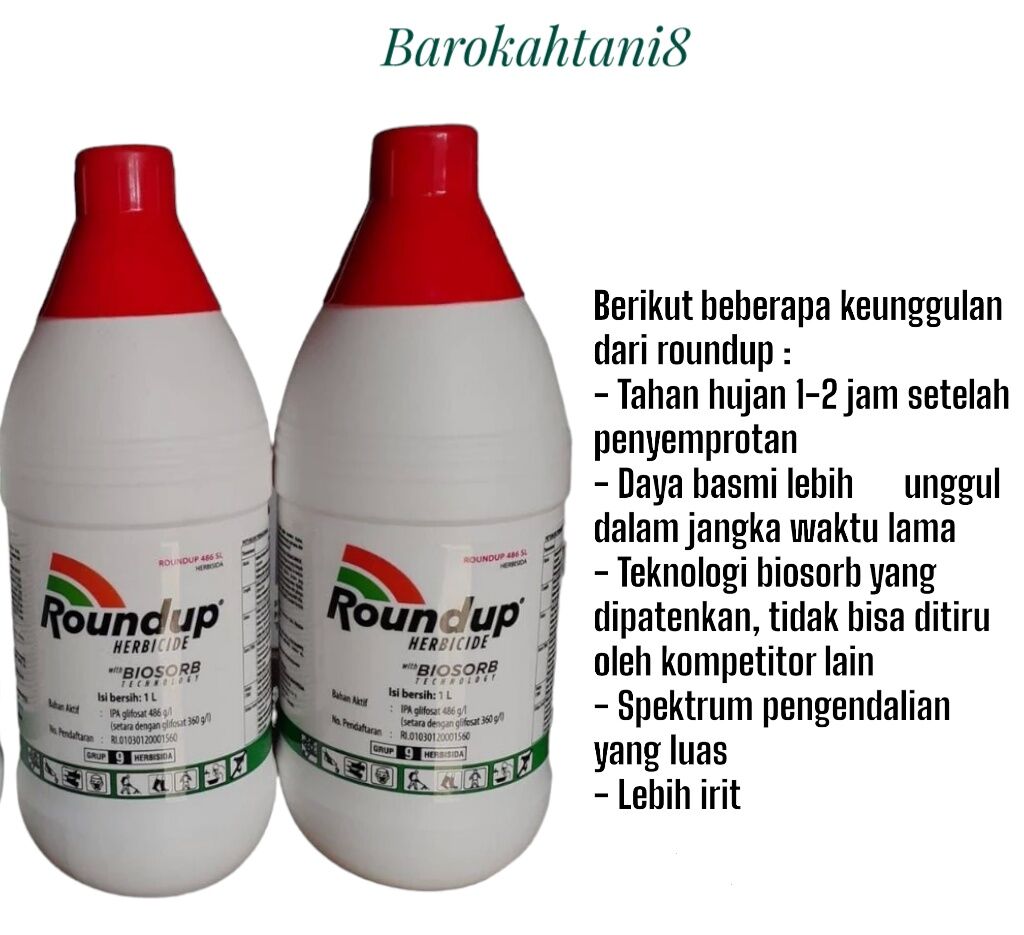 Roundup 486sl 1 Liter Herbisida Isopropil Amina Glifosat 486 G L 100