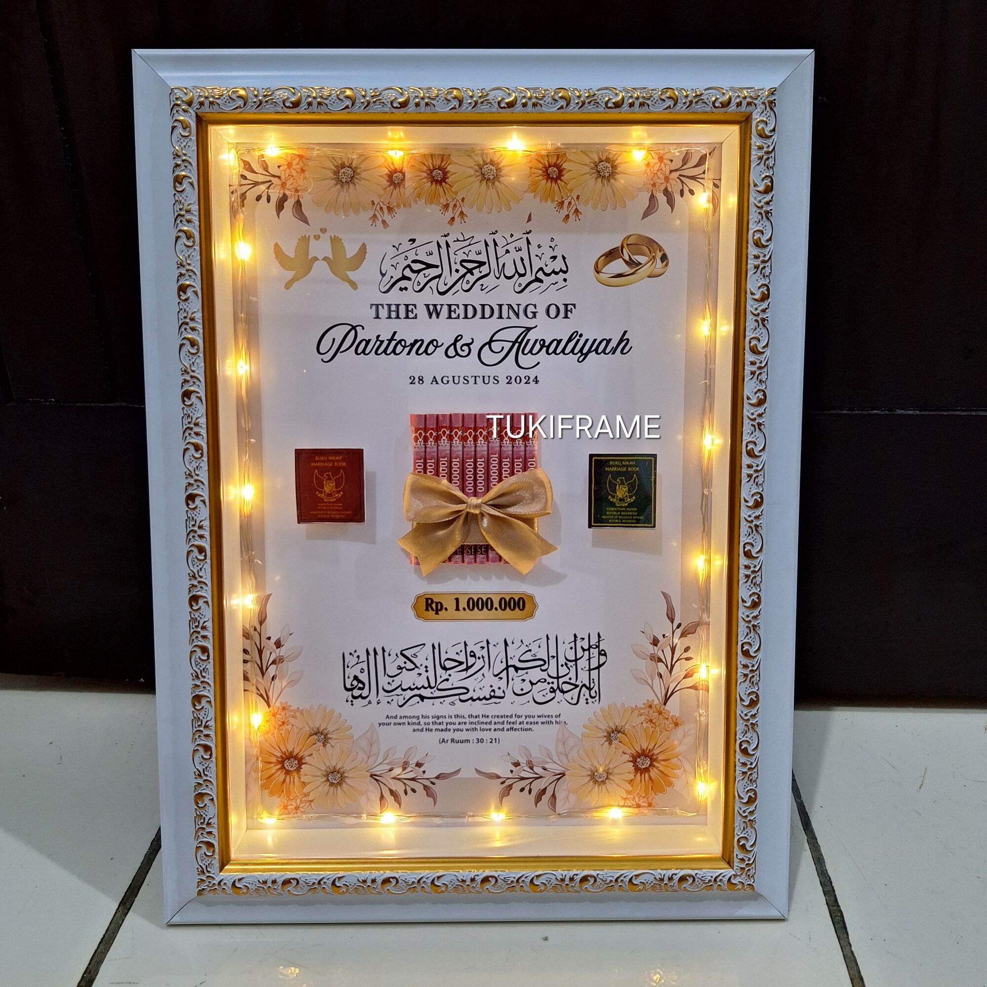 Bingkai Mahar 3D Custom / Frame 3D List Gold / Frame Mahar Rustic