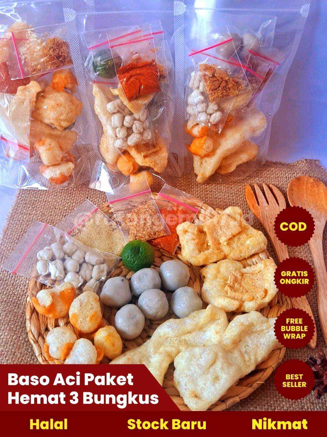 Paket Hemat 3 Bungkus Baso Aci Isi Ayam Suir Bakso Aci Murah Gratis