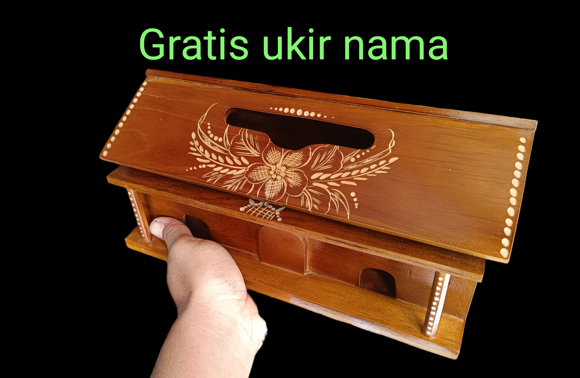 tempat tisu kayu jati bentuk rumah