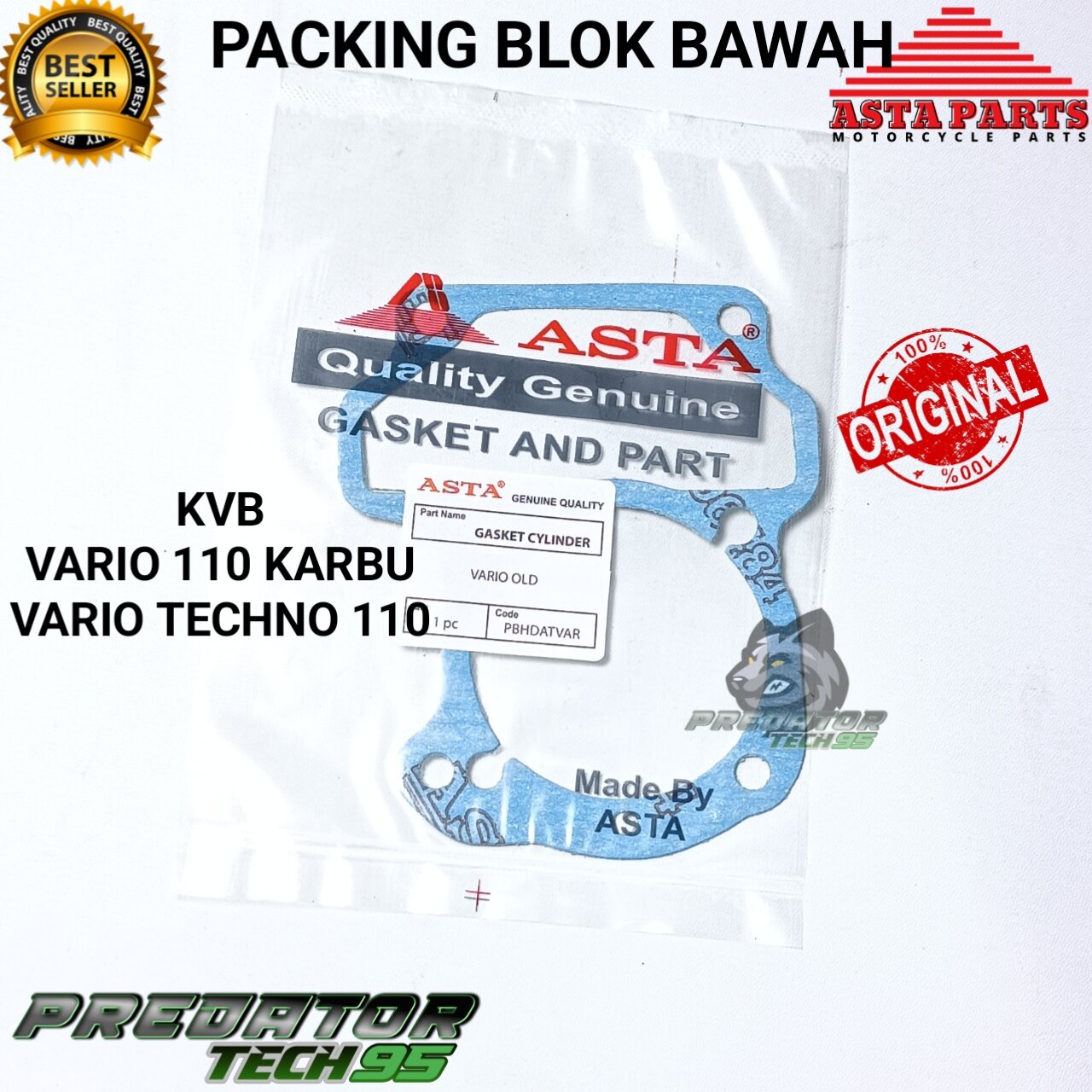 Paking Gasket Blok Boring Bawah Asta Kvb Vario 110 Karbu Vario Techno 110 Harga 3,750 rupiah*Gratis Ongkir