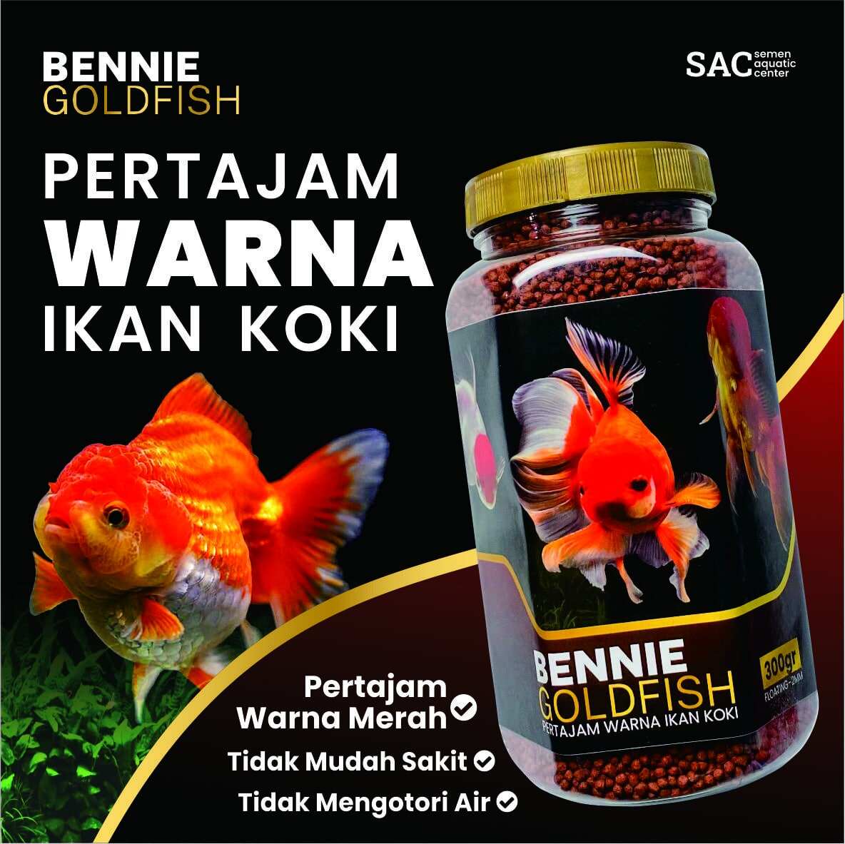 Pakan Pelet Ikan Koki Bennie Goldfish Untuk Pertajam Warna Ikan Koki