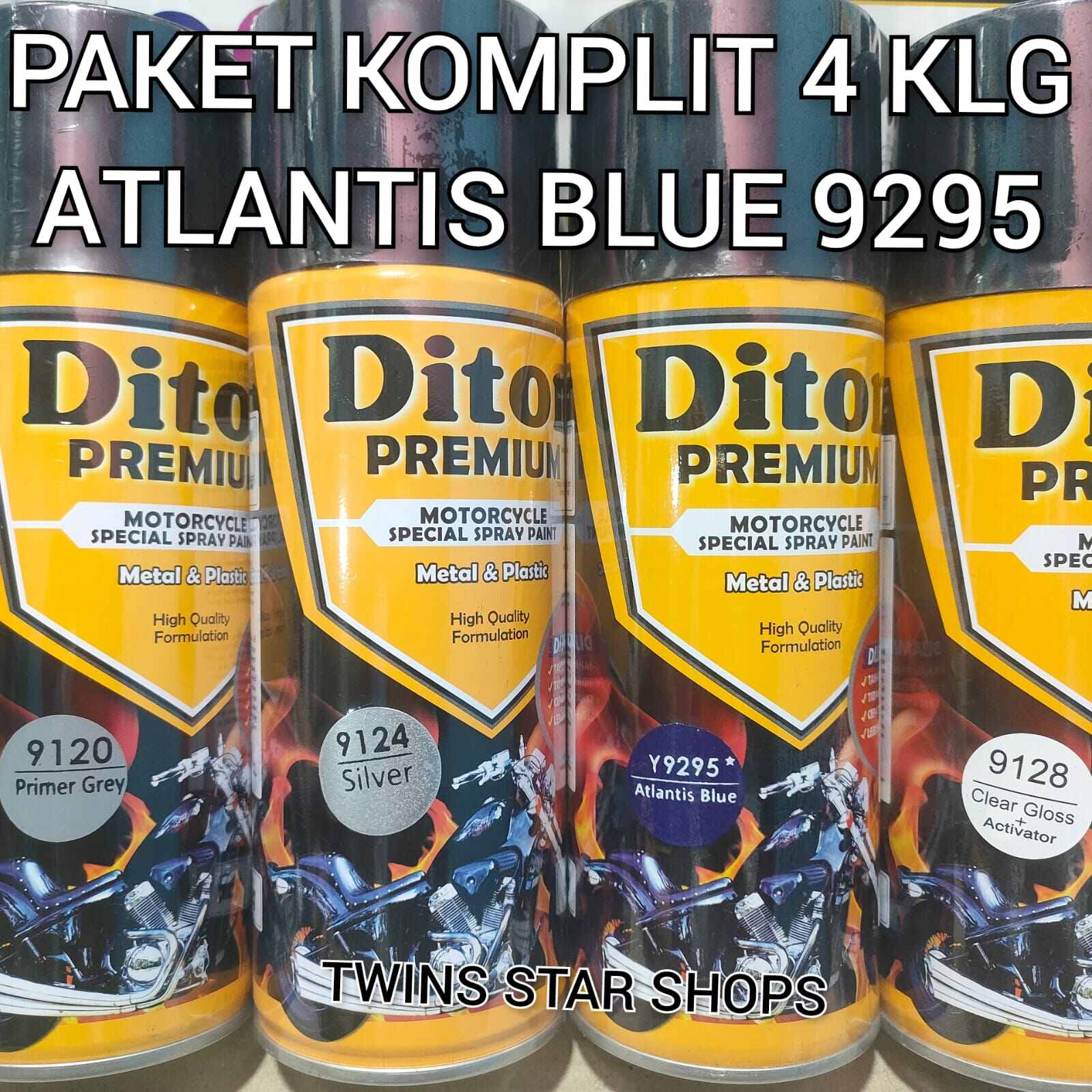 Pilok Cat Semprot Diton Premium Atlantis Blue Biru Movistar Metalic Metalik Y9295 9295 Primer 6568