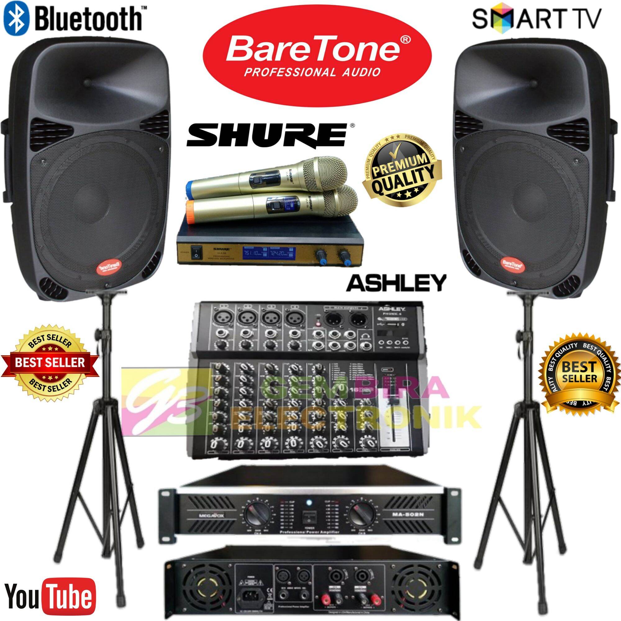 Paket Sound System Bluetooth Ashley Speaker Aktif Baretone 15 inch