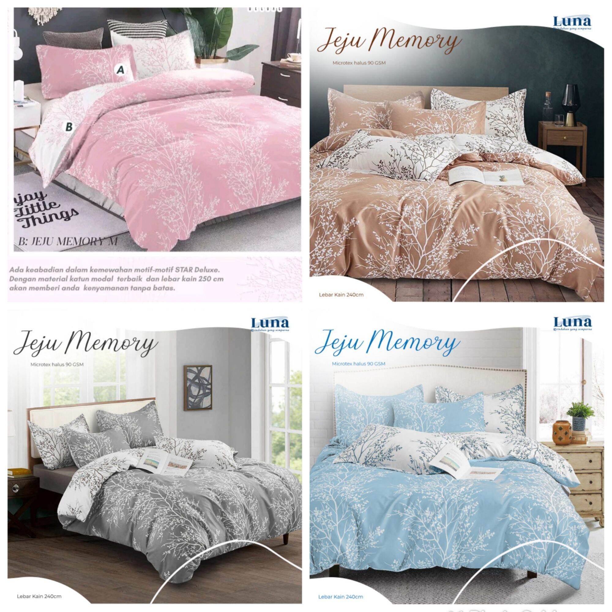 Bedcover SET Polos Jeju Bahan Premium (180x200 160x200 120x200)