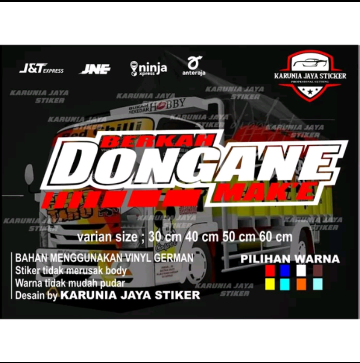 stiker kaca truk pick up stiker cutting berkah dukungane make stiker kaca samping depan truk pick up Harga 20,000 rupiah*Gratis Ongkir