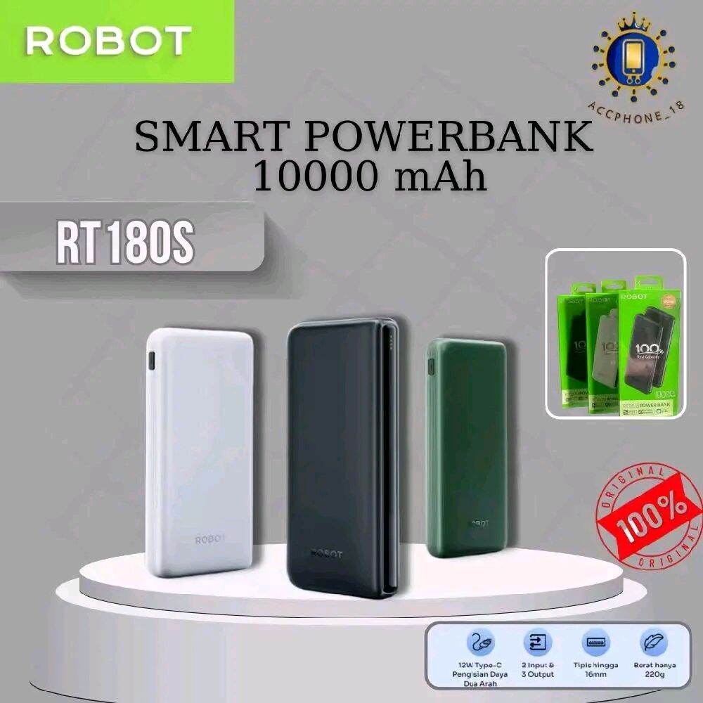 Powerbank Robot 10000Mah Rt180S 2.4A Dual Input Type C & Micro USB Power Bank