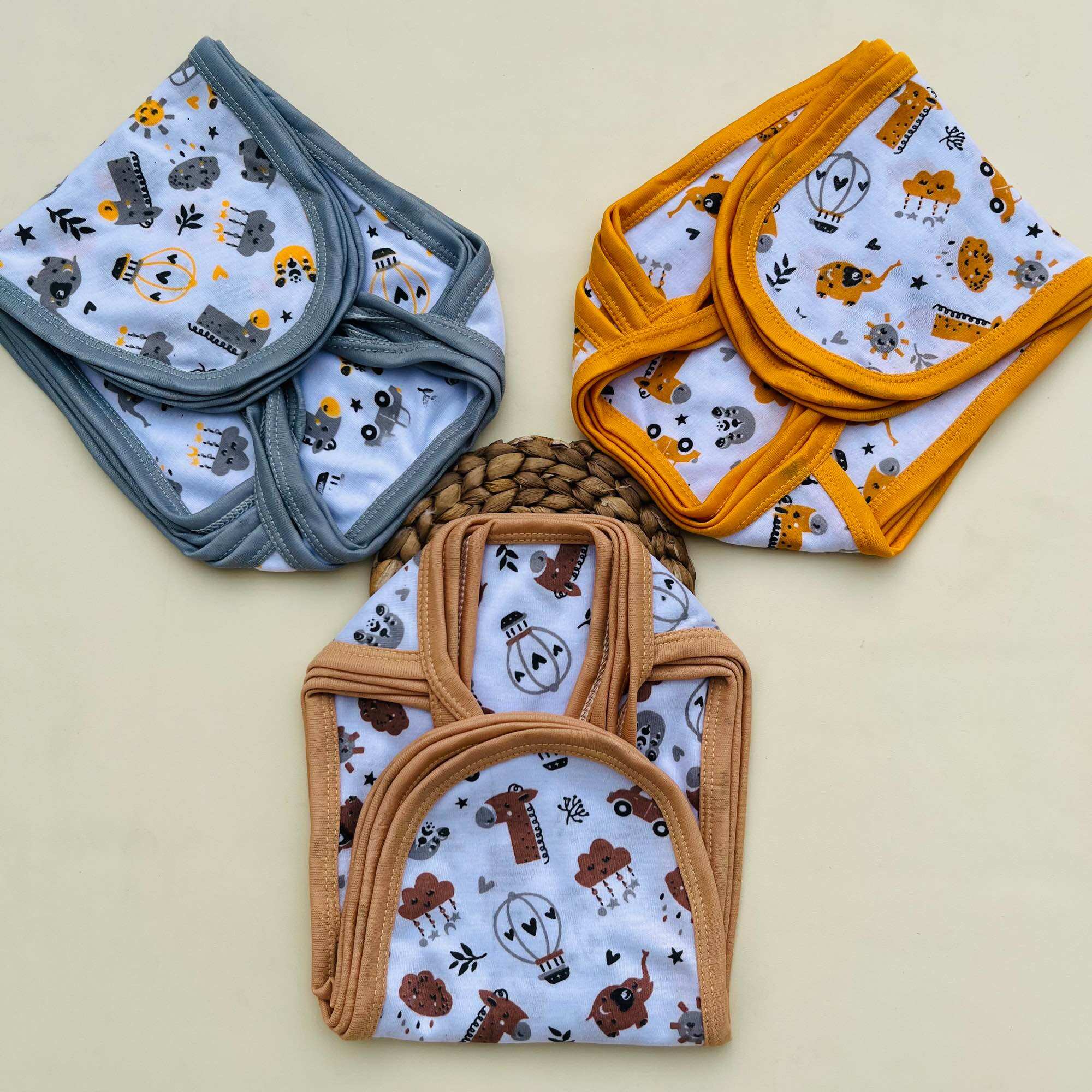12pcs Popok Polos Bayi Popok Selancar Popok Newborn Series Kunyit - nafaribabyshop