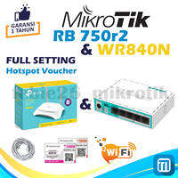 MikroTik RB750 r2 + TP-LINK wr840 N Full Setting Hotspot Voucher RT RW Net