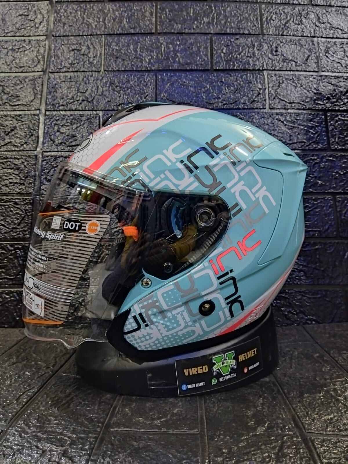 HELM INK DYNAMIC AQUA BLUE MOTIF ORIGINAL SNI Harga 485,000 rupiah*Gratis Ongkir