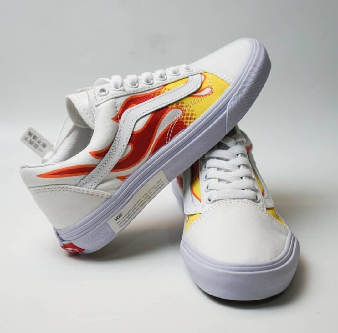 vans old skool with flames