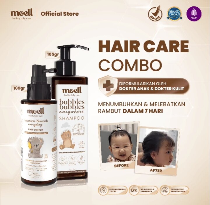 Moell Bundling Hair Lotion 100ml & Shampoo Bayi 185ml