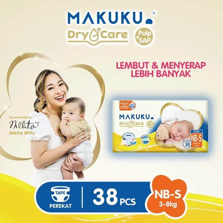 NEW MAKUKU Diapers Dry Care Popok Bayi Tipe Perekat/Celana NBS/M/L/XL ...