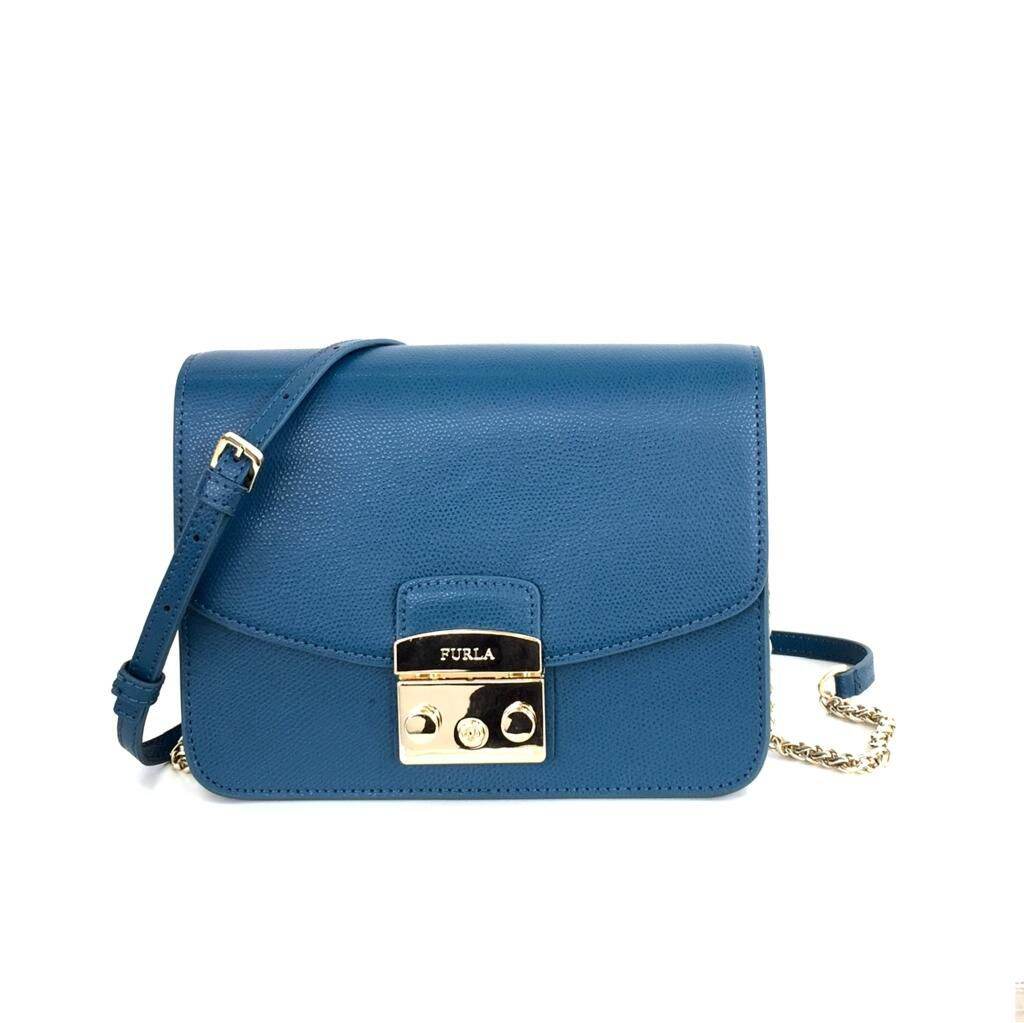 Furla Metropolis Mini Women's Leather Shoulder Bag Navy atelieryuwa